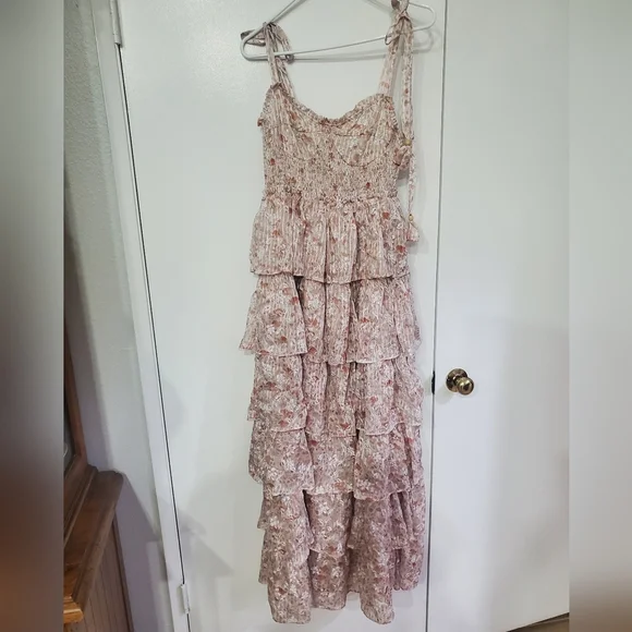 Petal & Pup Pink Floral Layered Midi Dress - Picture 7 of 7